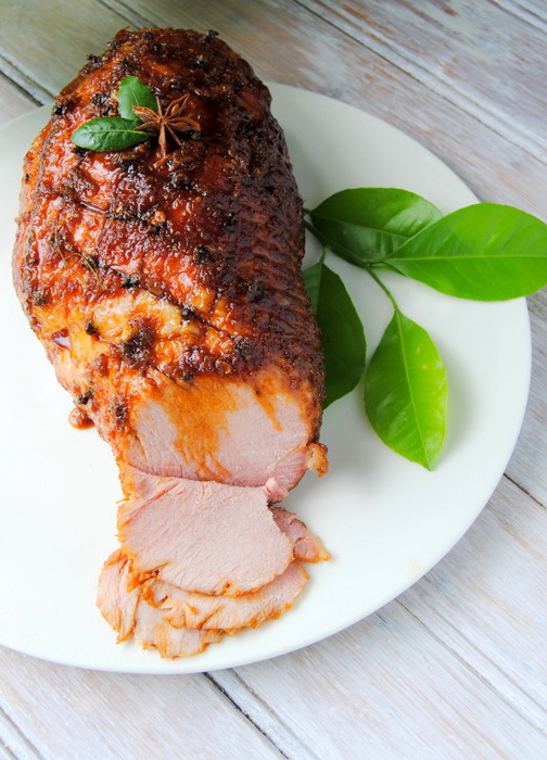 Christmas gammon with a sticky orange and ginger glaze